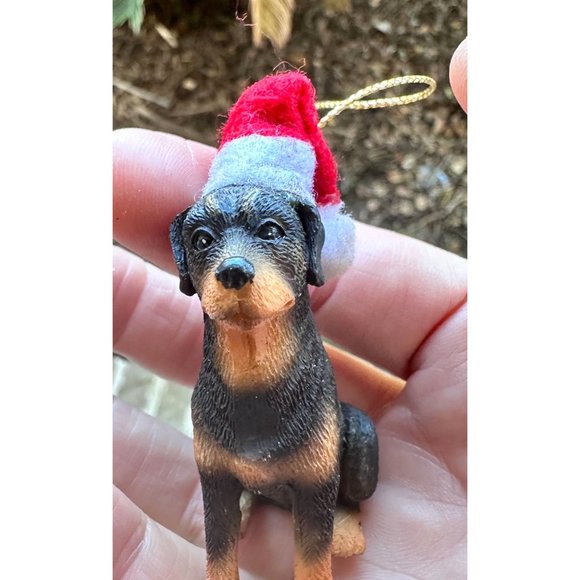 Vintage 90's Ganz Rottweilier Christmas Ornament Dog New Santa Loves Me … - Picture 3 of 12